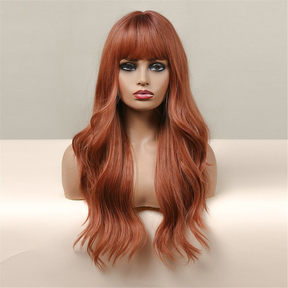 No.19 Long Orange Curly Wig Natural and Realistic Girl Group Style 034